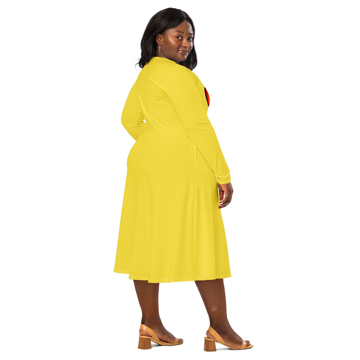 Long-Sleeve Midi Dress: Rainbow Heart
