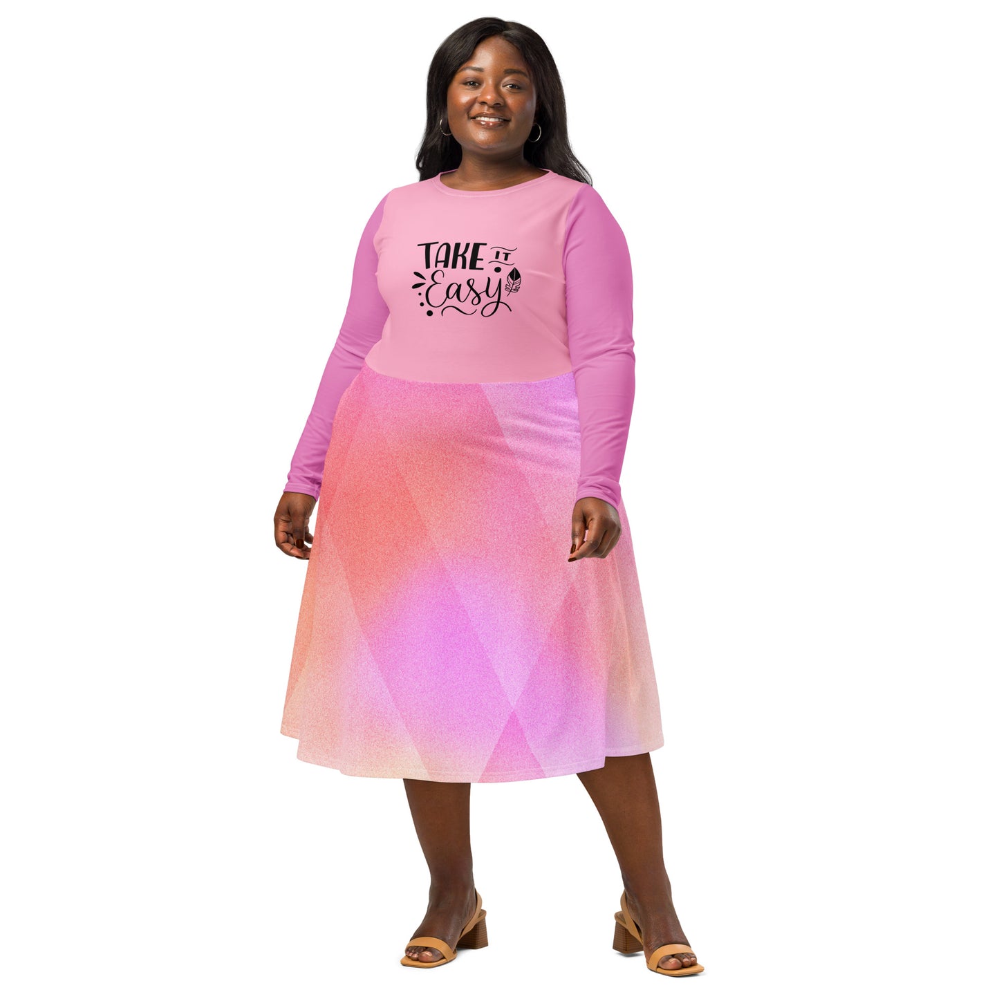 Long-Sleeve Midi Dress with Pockets: Take It Easy