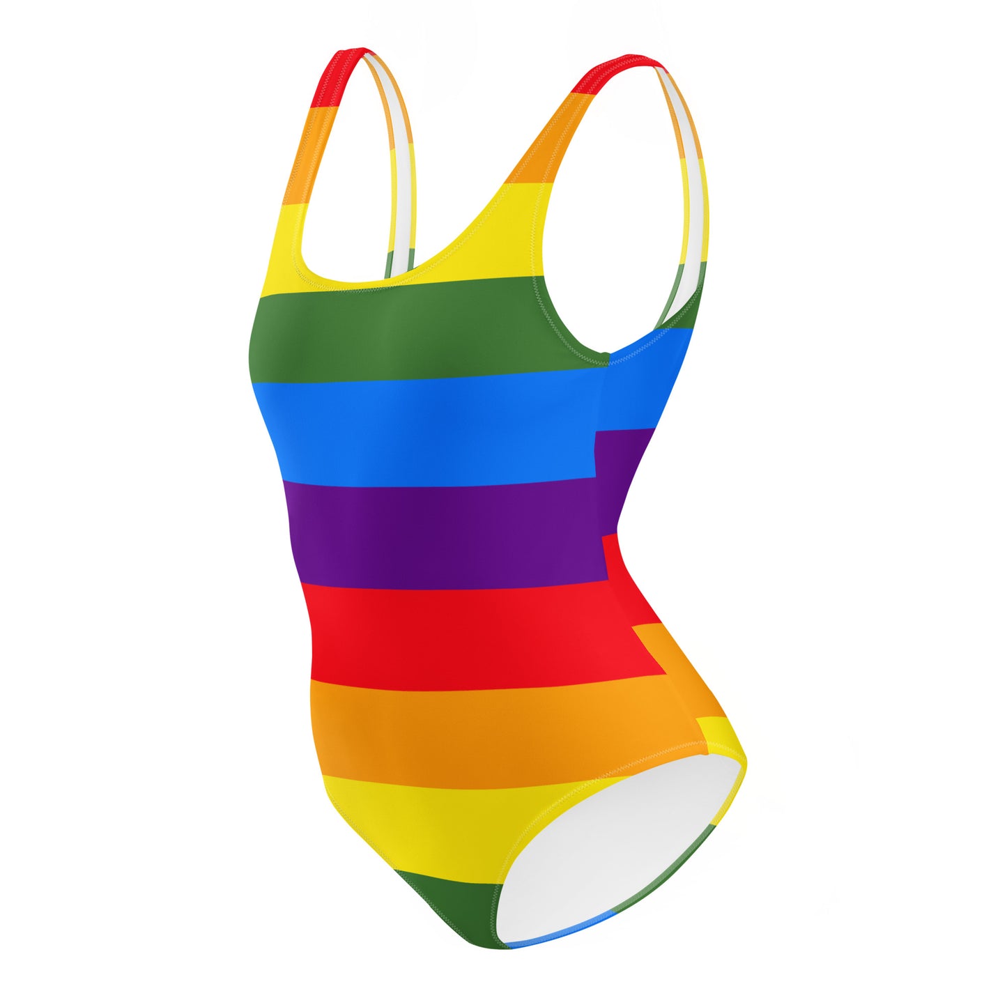 One-Piece Swimsuit: Rainbow Stripes