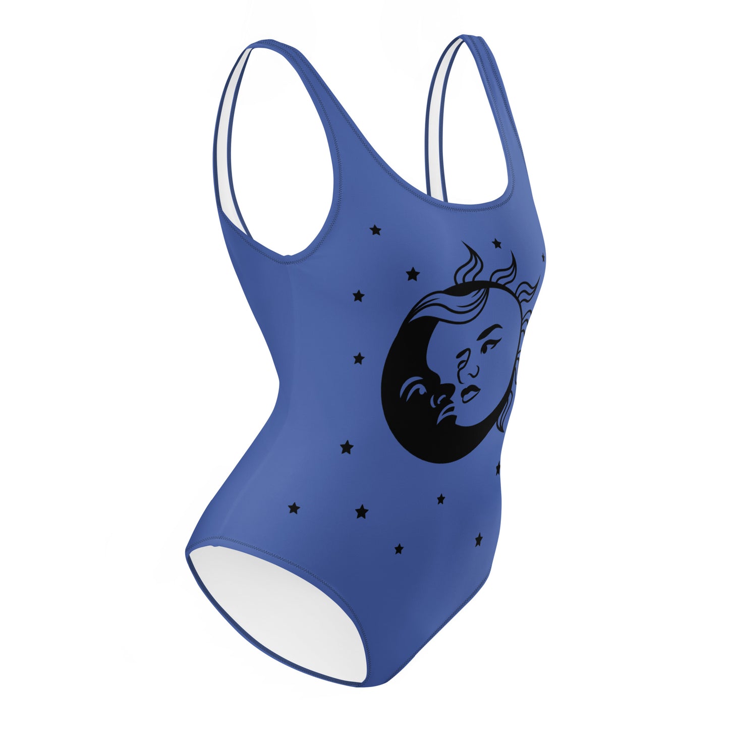 One-Piece Swimsuit: Sun, Moon, and Stars (mariner blue)