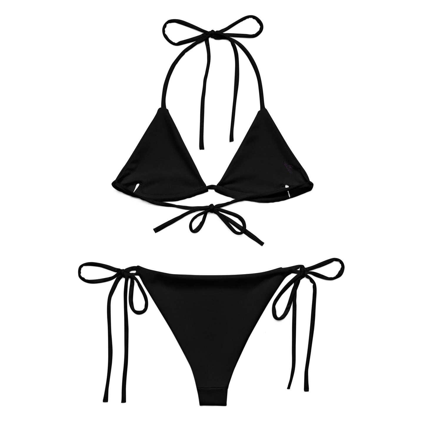 All-Over Print Recycled String Bikini: Black