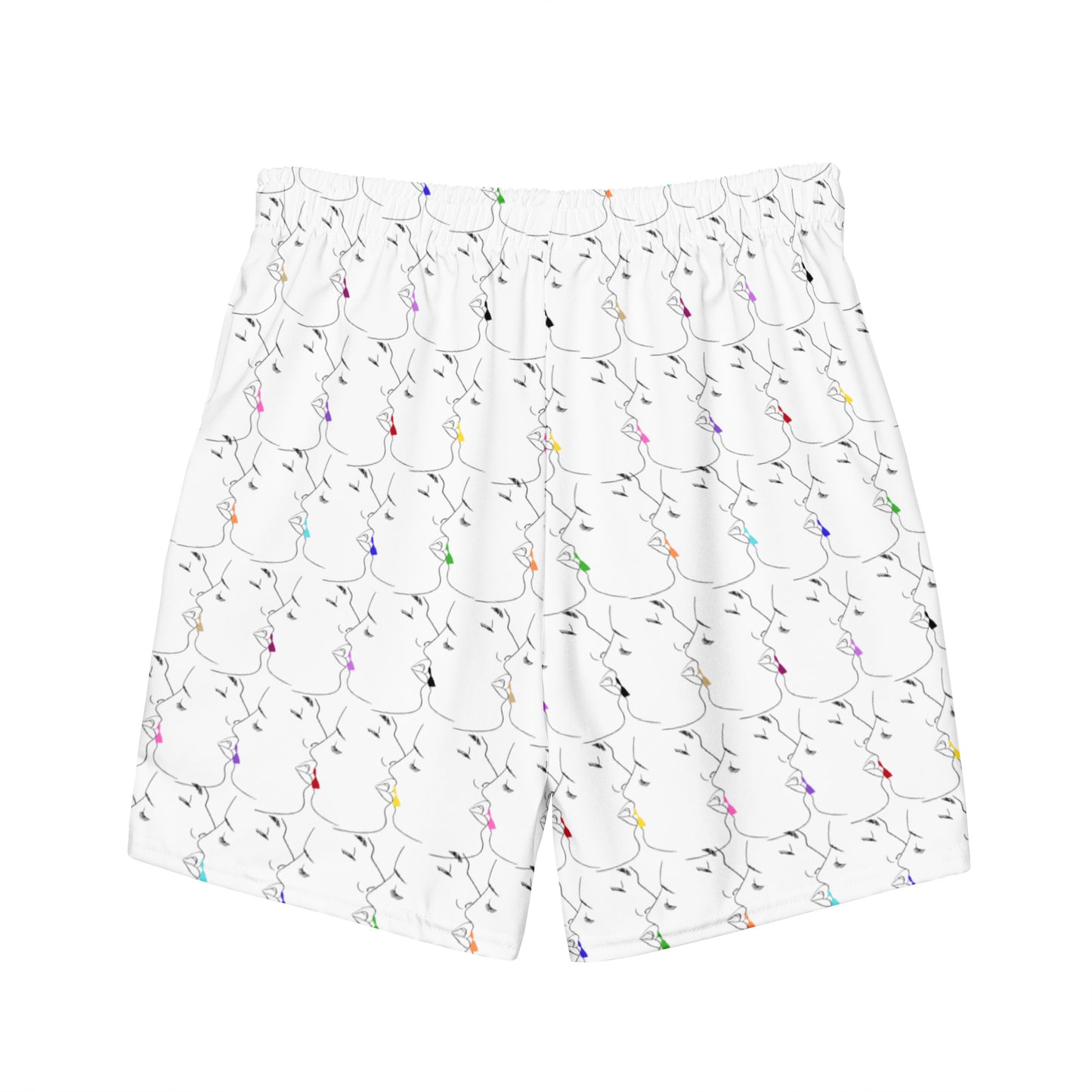 All-Over Print Recycled Swim Shorts: Tender Kisses Print (on white)