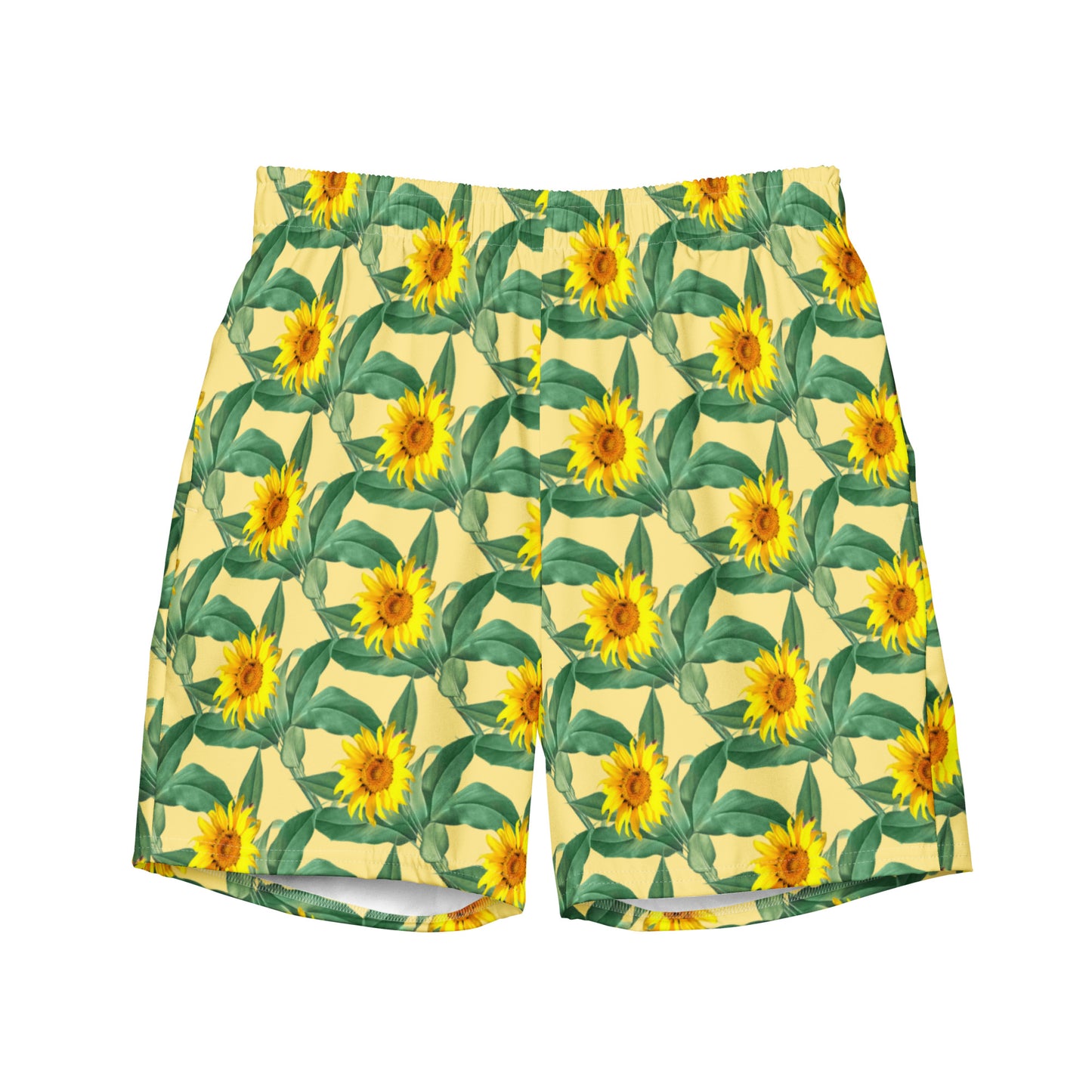 All-Over Print Recycled Swim Shorts: Sunflowers