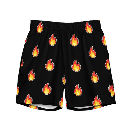 All-Over Print Recycled Swim Shorts: Flames
