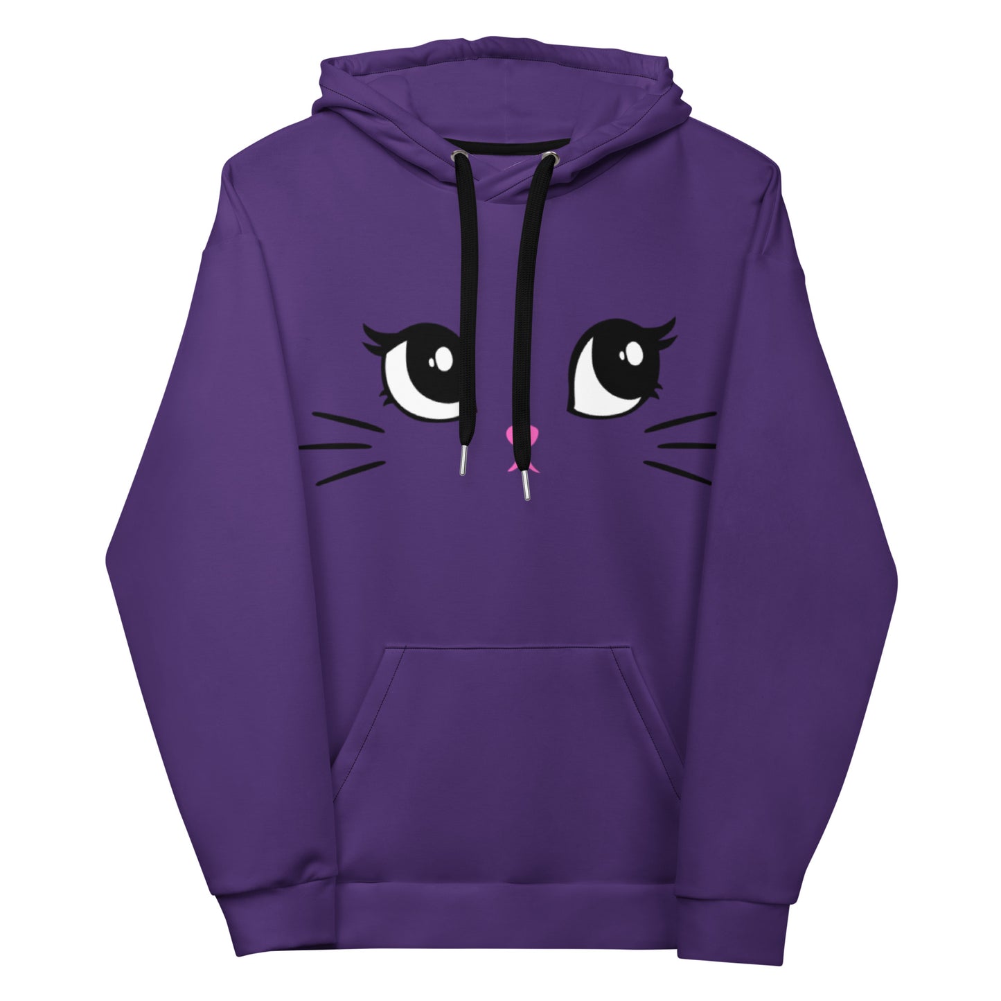 Purple Kitty Cat Hoodie (Soft, Recycled Polyester Blend, Unisex)
