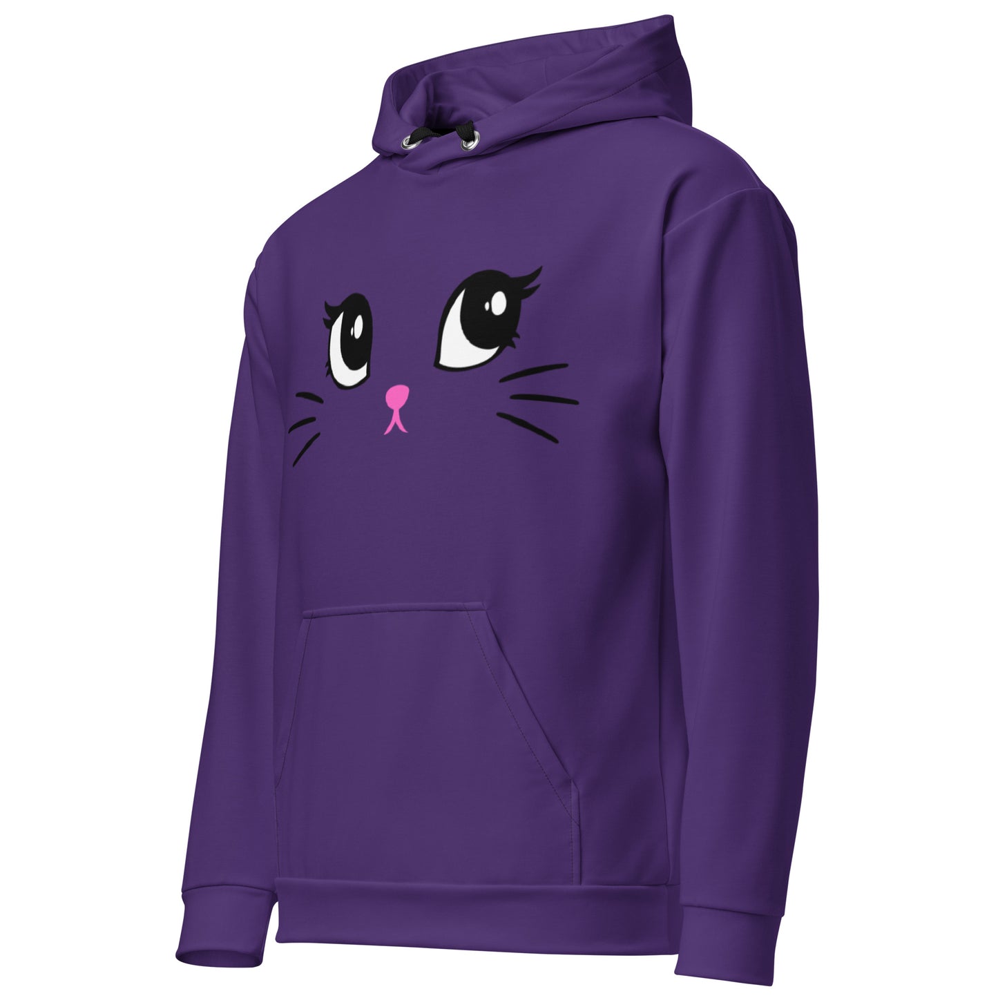 Purple Kitty Cat Hoodie (Soft, Recycled Polyester Blend, Unisex)