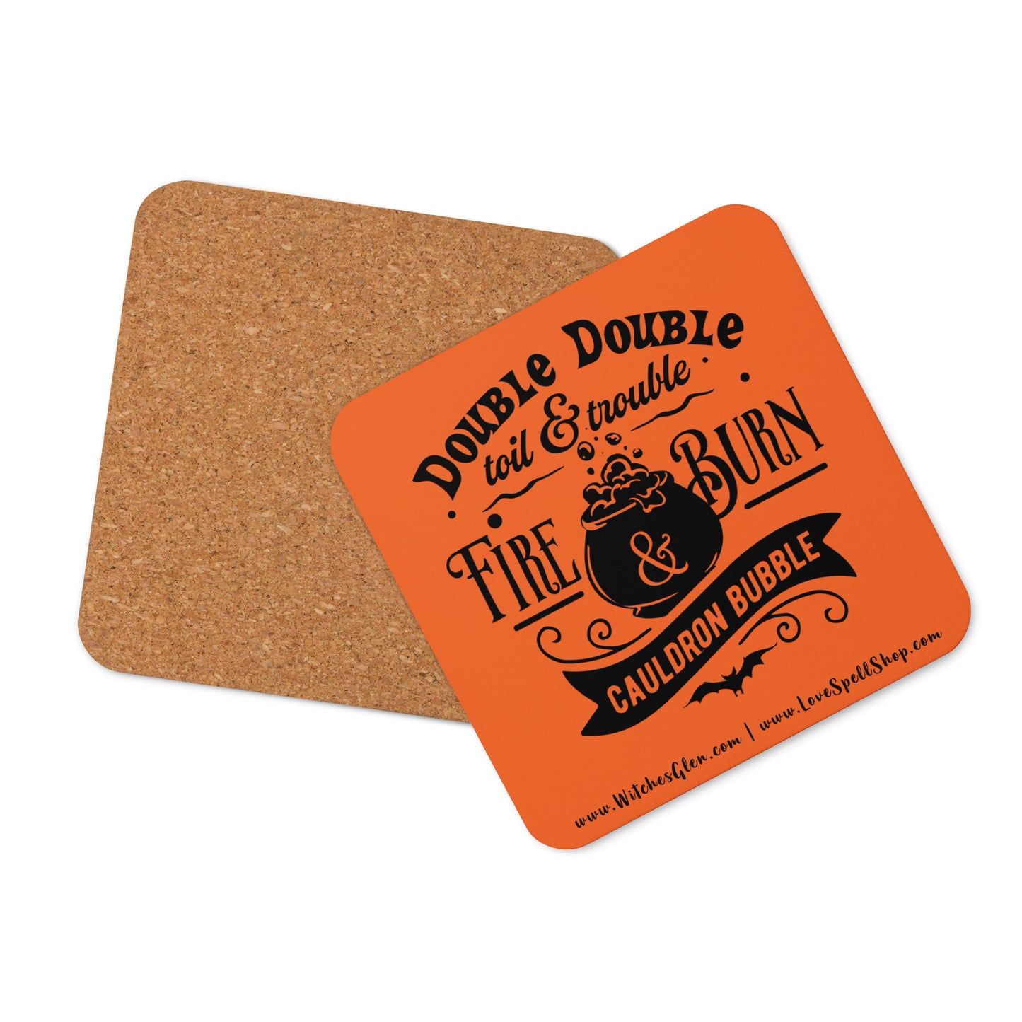 Cork-back Coaster: Double Double Toil & Trouble (orange)