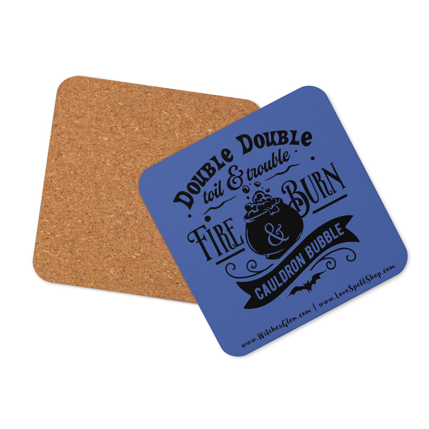 Cork-back Coaster: Double Double Toil & Trouble (mariner blue)