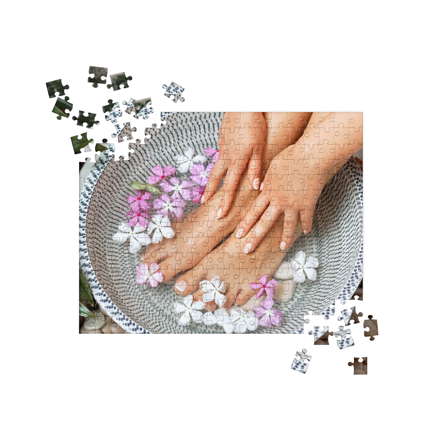 Summer Jigsaw Puzzle: Foot Bath with Flowers