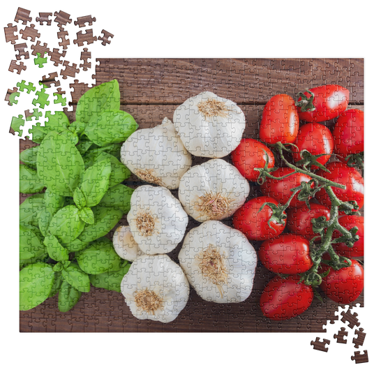 Food Fare Jigsaw Puzzle: Basil, Garlic, Tomatoes