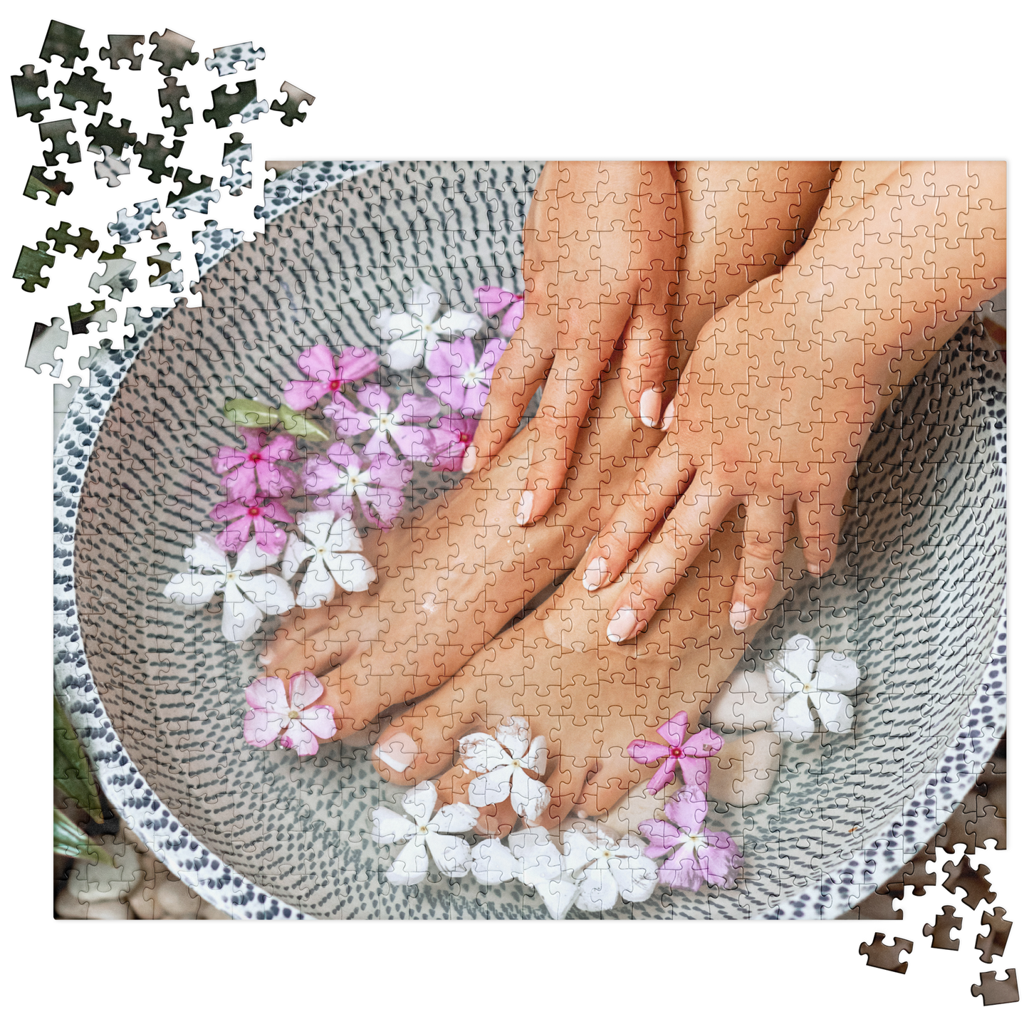Summer Jigsaw Puzzle: Foot Bath with Flowers
