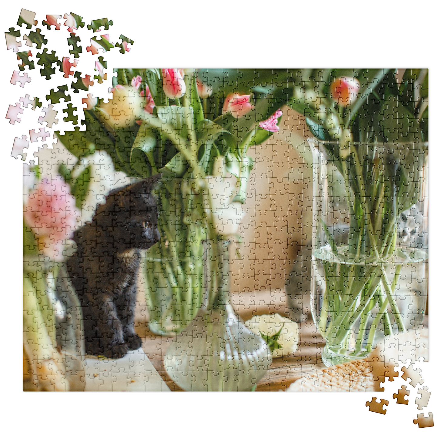 Kitten Jigsaw Puzzle: Kittens & Tulips