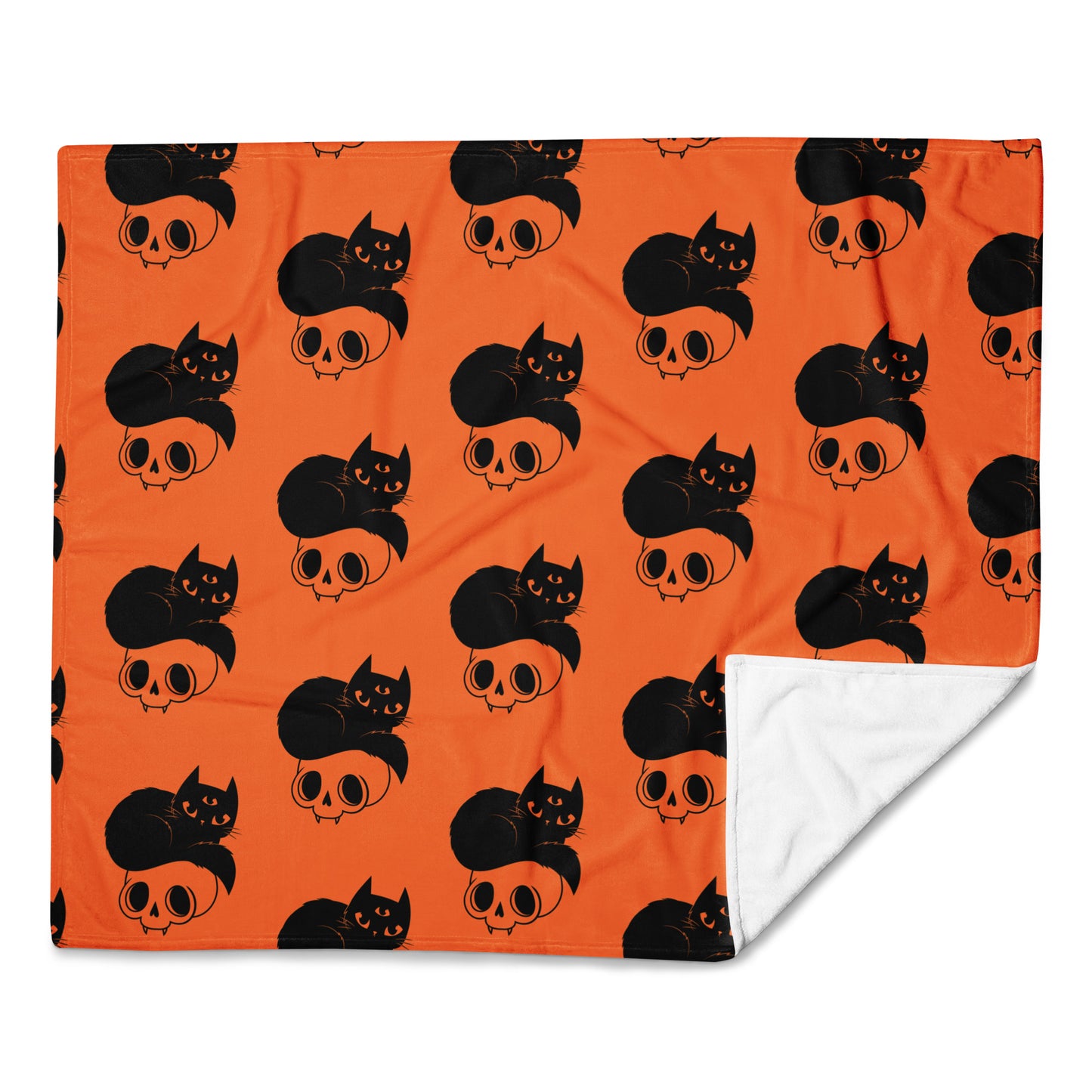Black Cat Halloween Throw Blanket (Soft Touch, Orange)