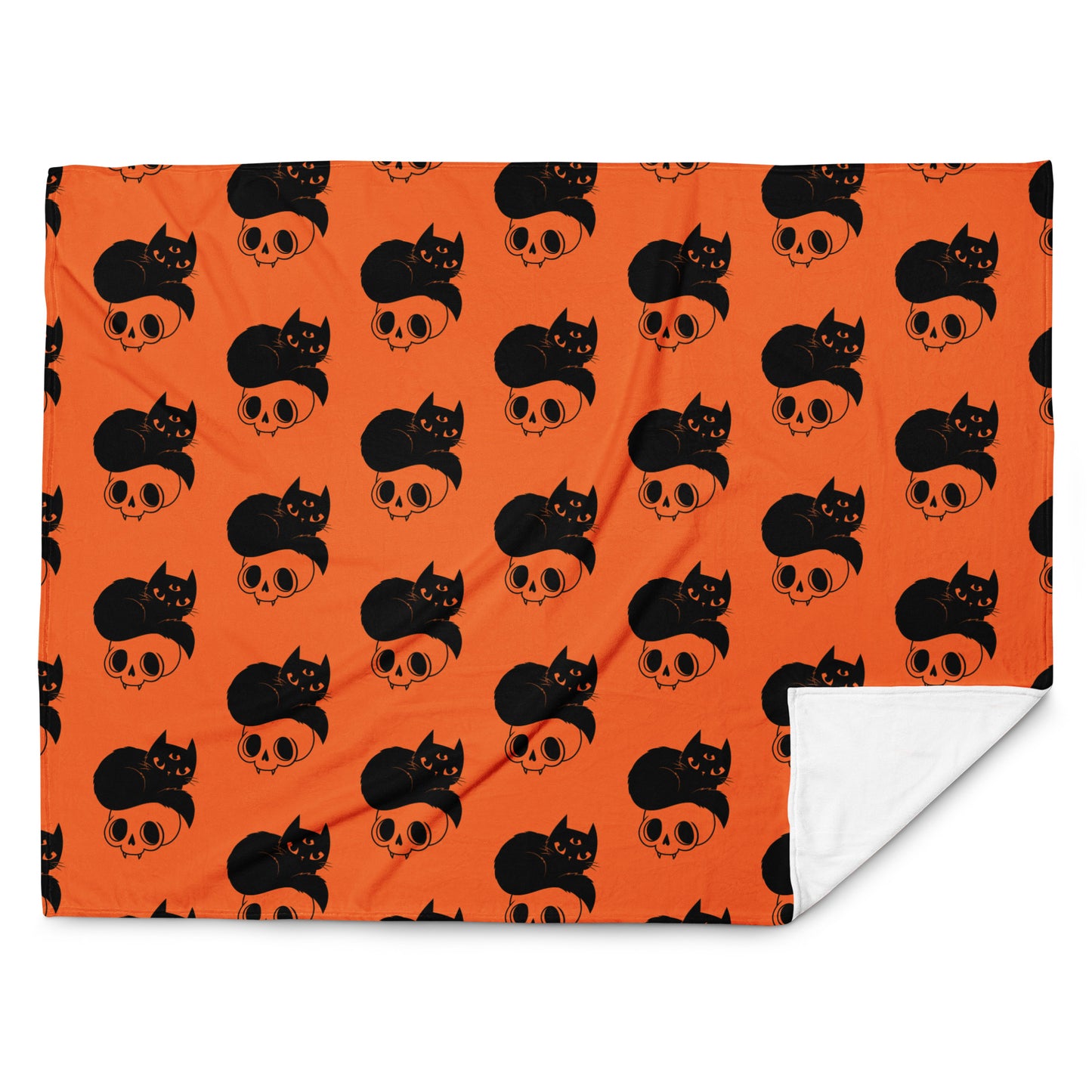 Black Cat Halloween Throw Blanket (Soft Touch, Orange)