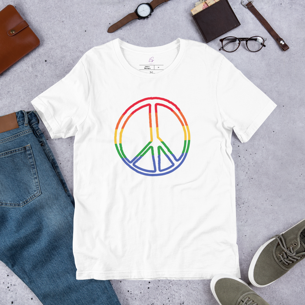 Unisex Tee Bella + Canvas 3001: Rainbow Peace Sign