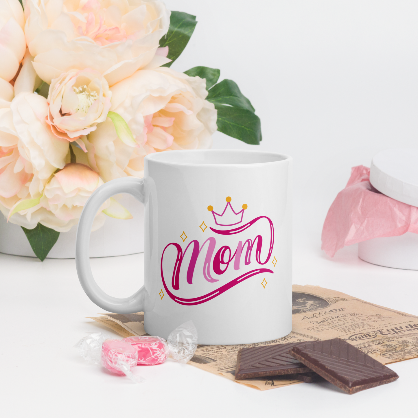 Mug: Mom Crown (white glossy mug)