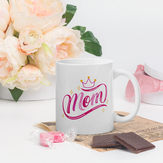 Mug: Mom Crown (white glossy mug)