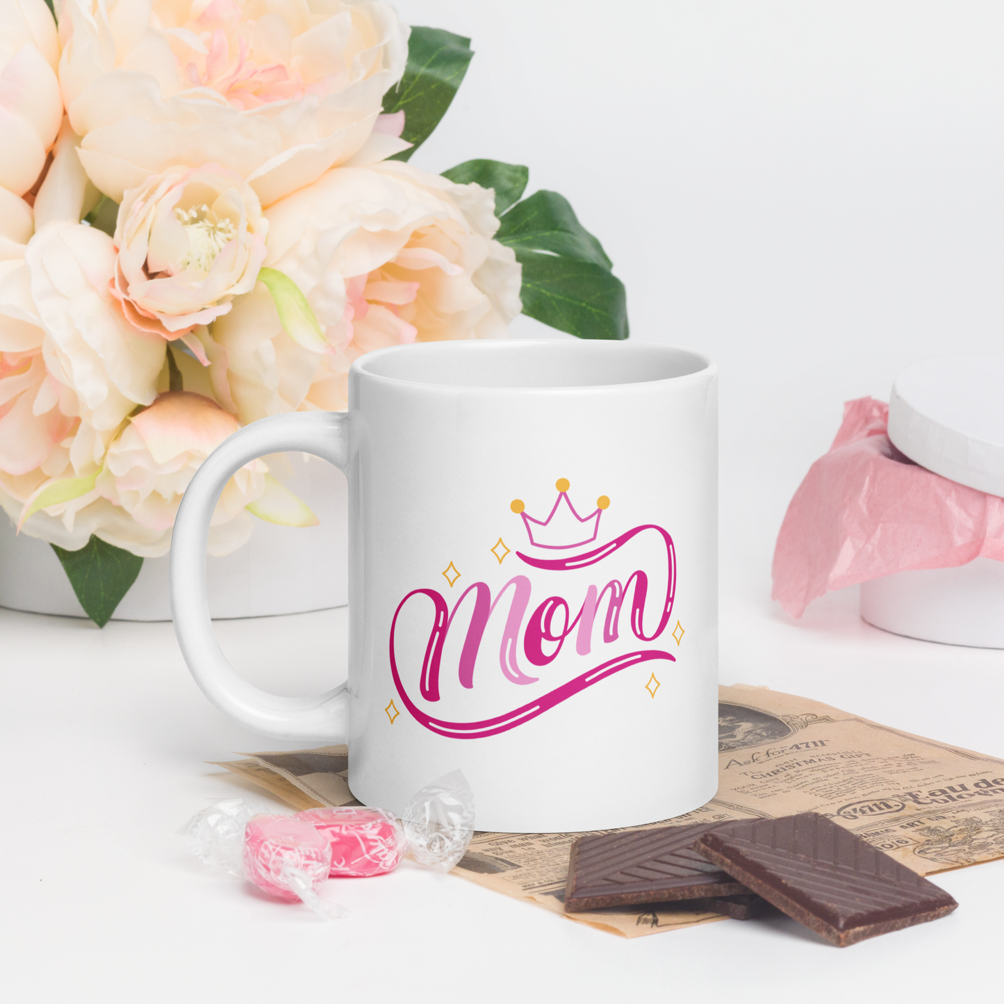 Mug: Mom Crown (white glossy mug)