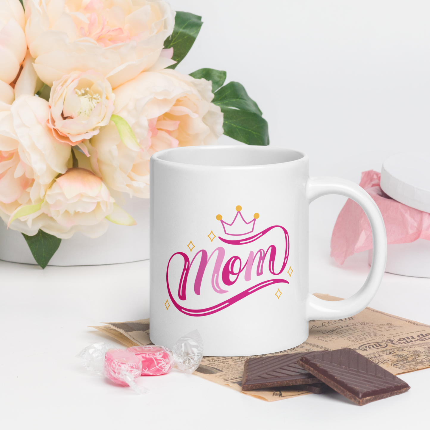 Mug: Mom Crown (white glossy mug)