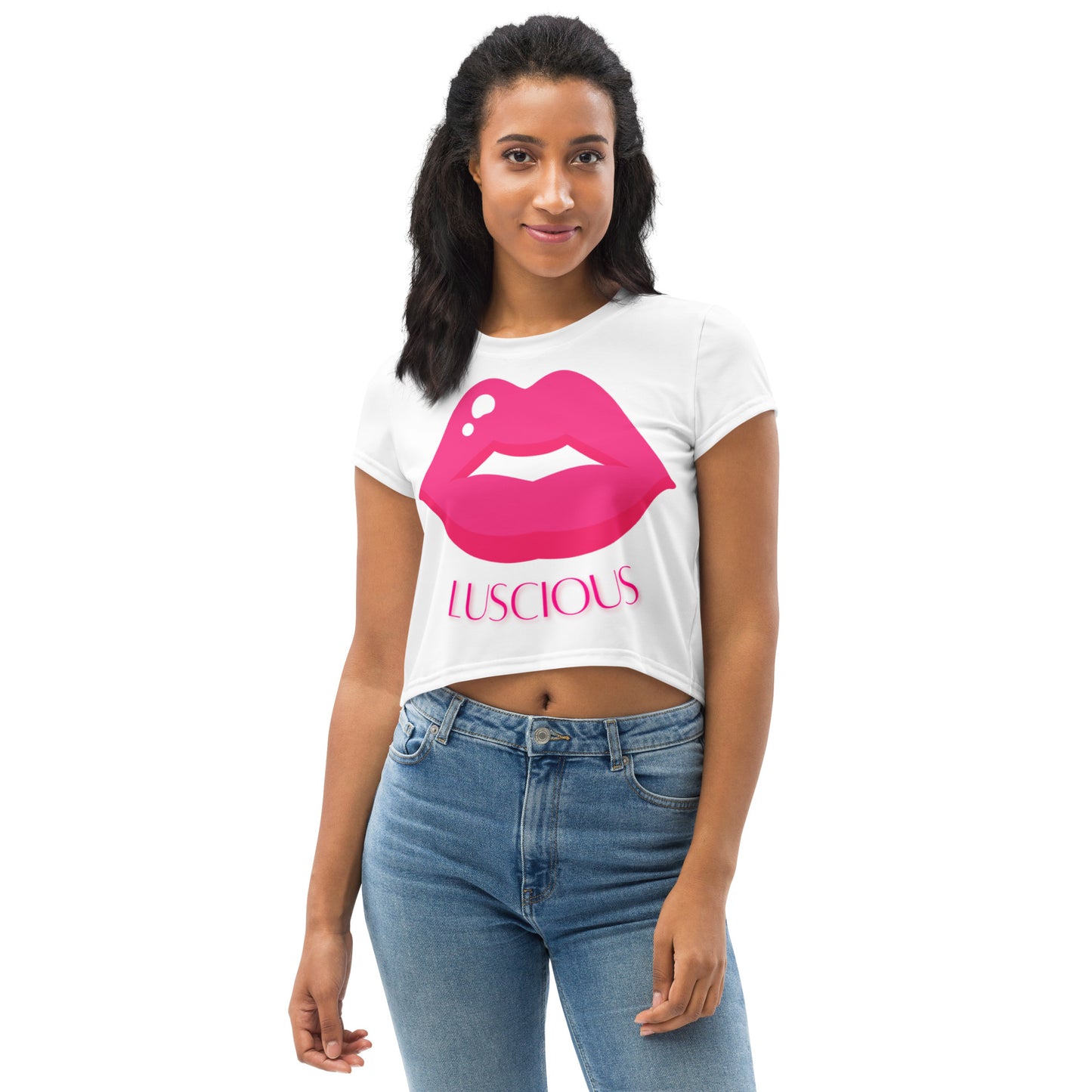 Crop Tee: Luscious Lips (pink)