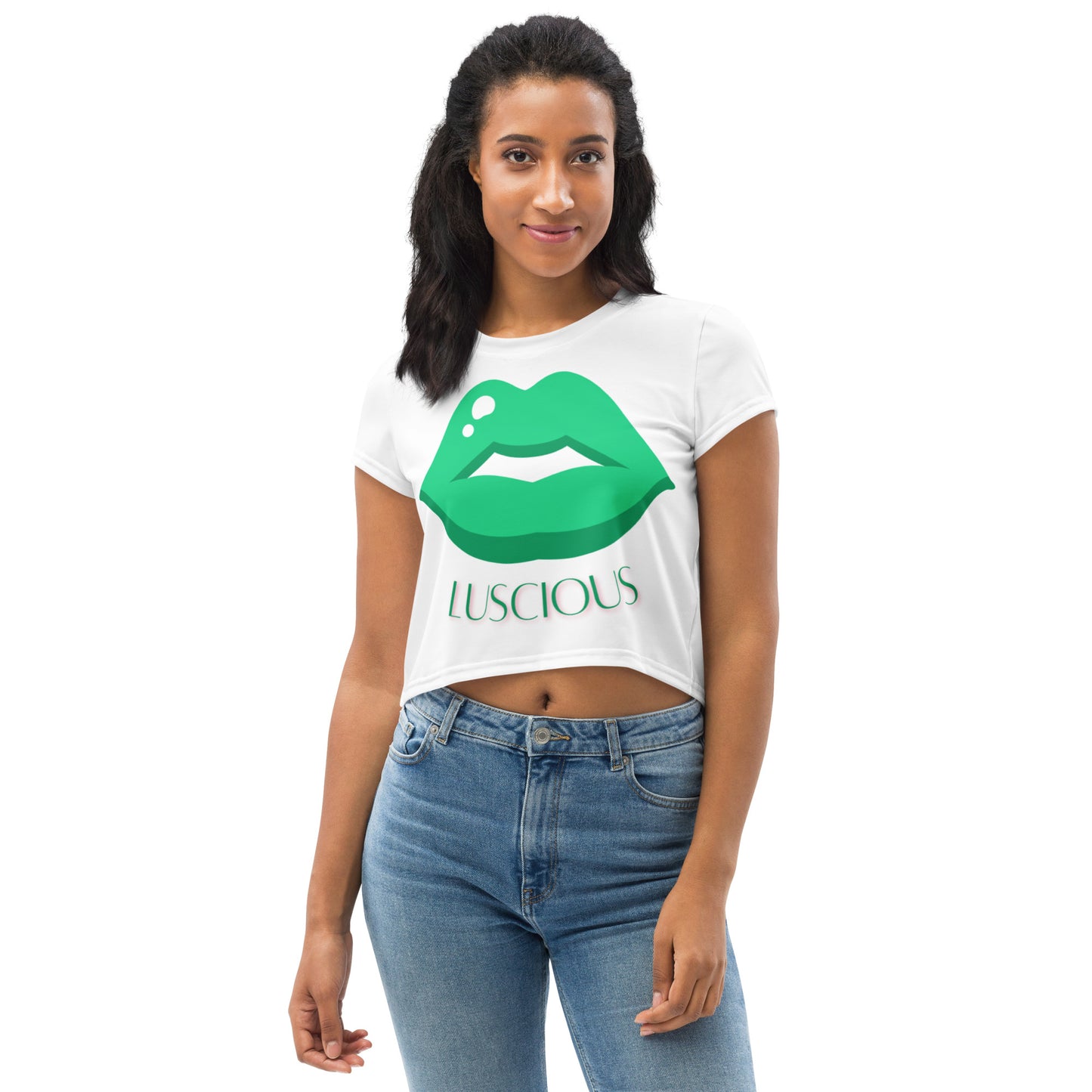 Crop Tee: Luscious Lips (green)