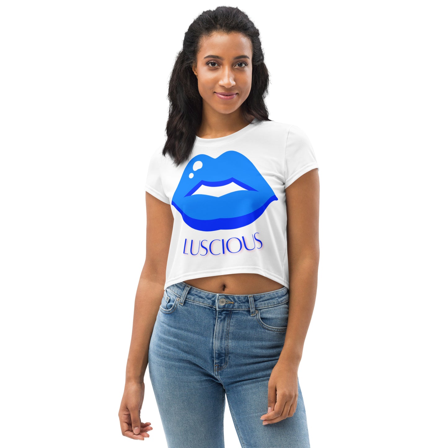 Crop Tee: Luscious Lips (blue)