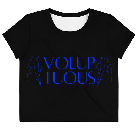 Crop Tee: Voluptuous (blue & black)