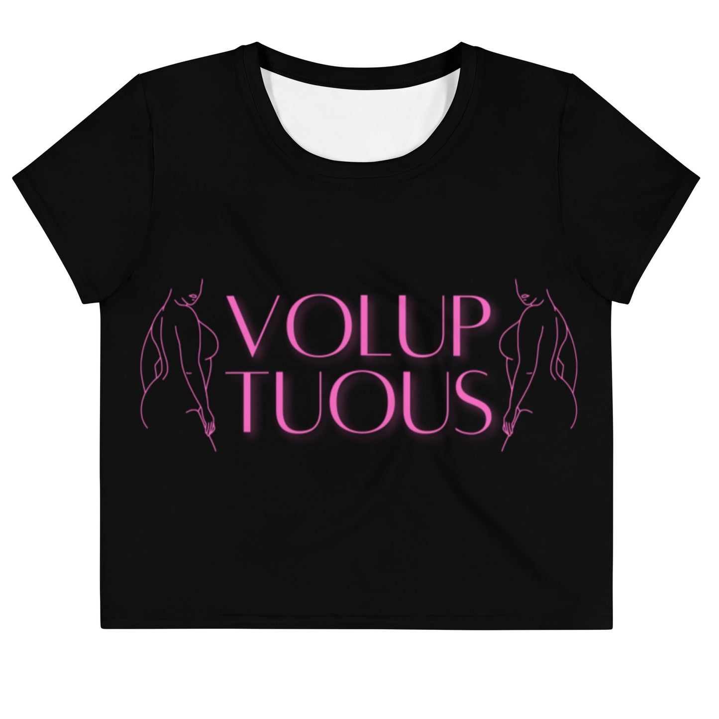 Crop Tee: Voluptuous (pink & black)