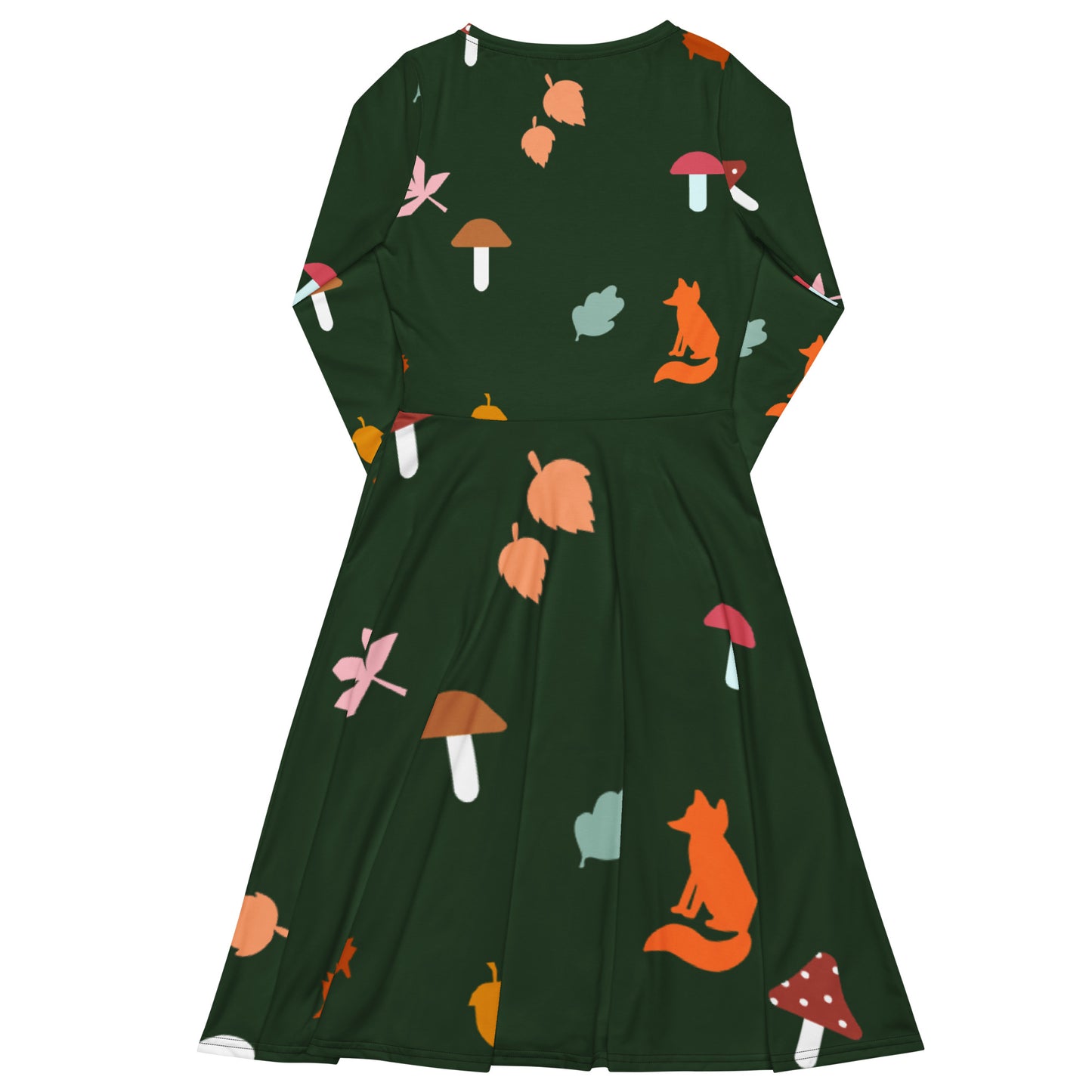 Long-Sleeve Midi Dress: Autumn Forest
