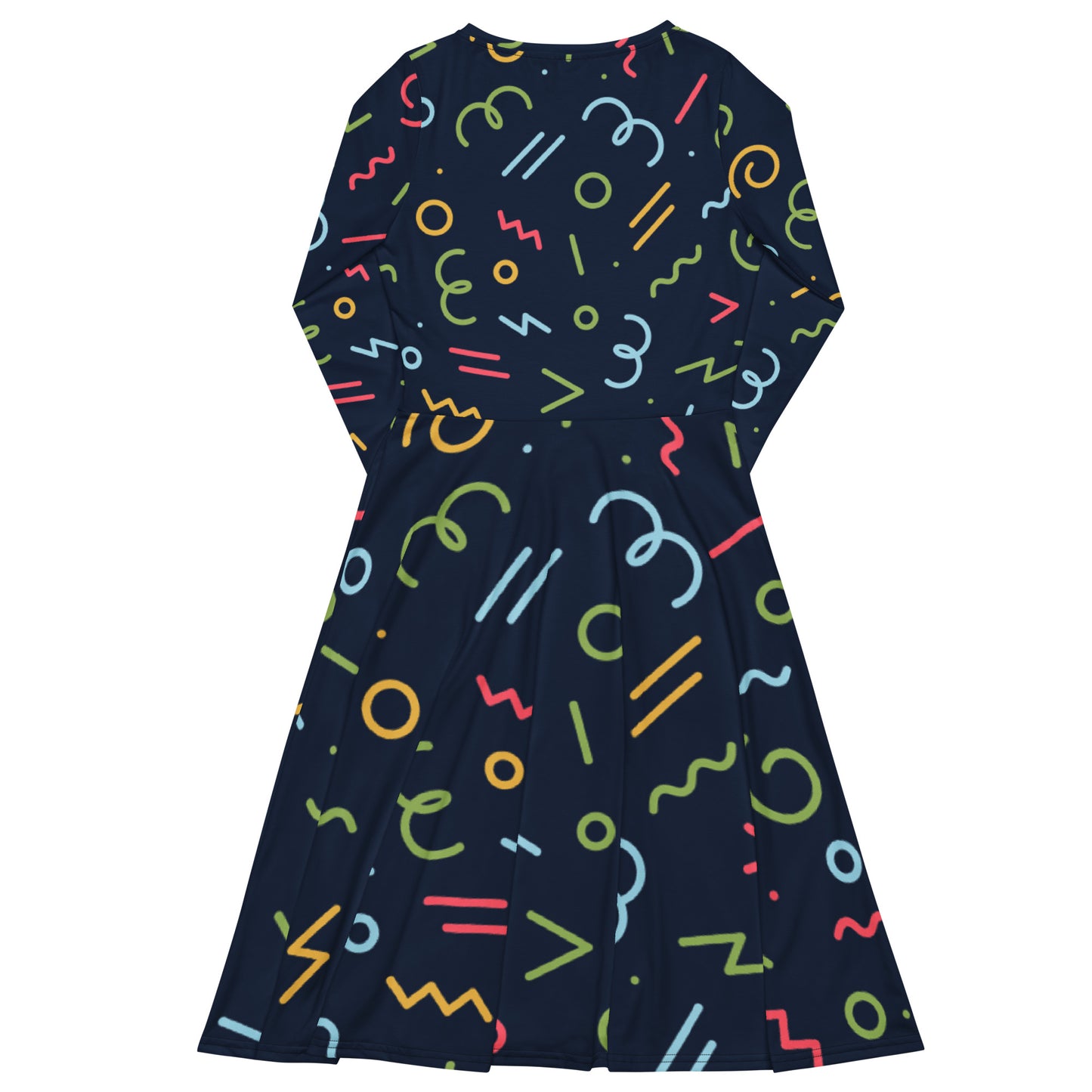 Long-Sleeve Midi Dress: Confetti on Navy