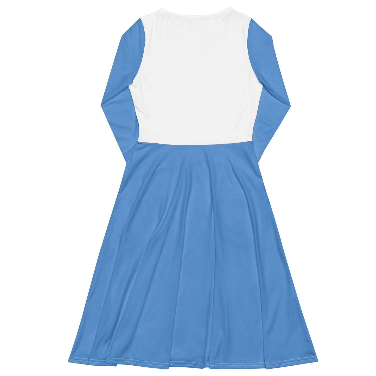 Long-Sleeve Midi Dress: Oktoberfest Blue & White Pattern Heart