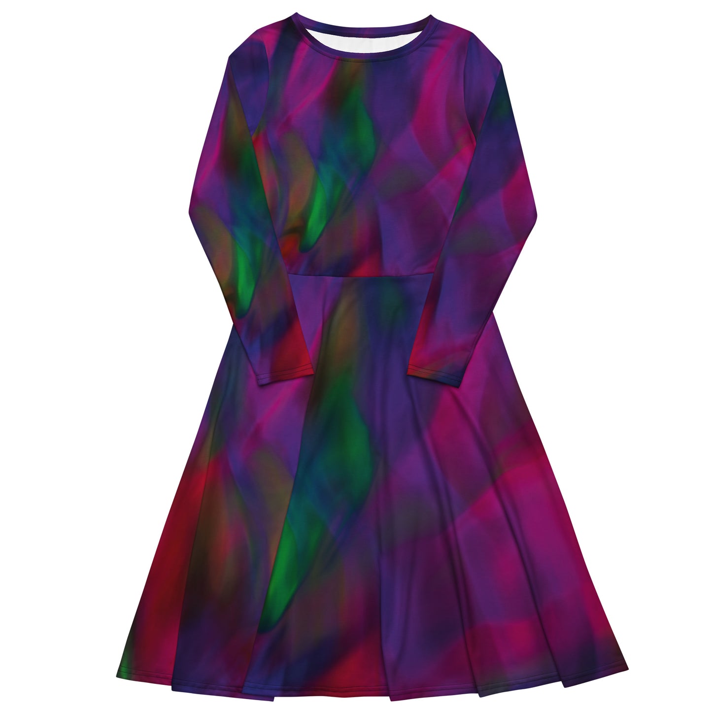 Long-Sleeve Midi Dress: Colorful Engery