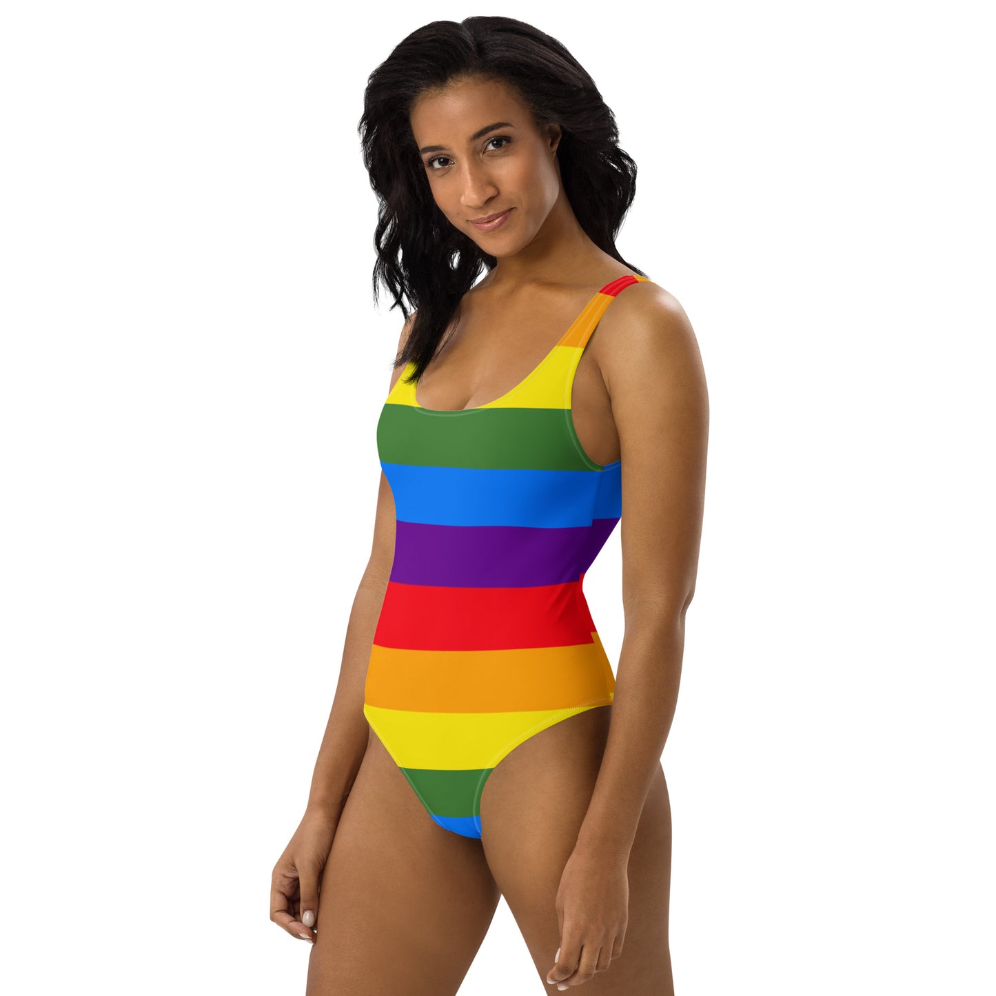 One-Piece Swimsuit: Rainbow Stripes