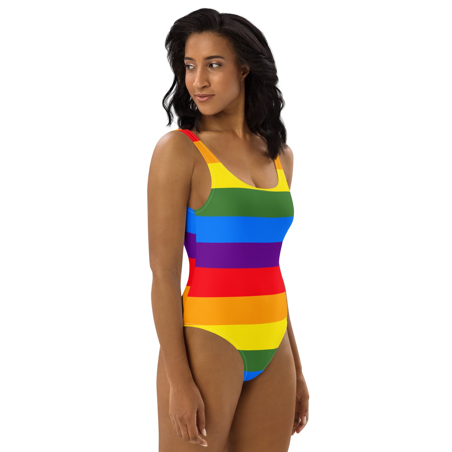 One-Piece Swimsuit: Rainbow Stripes