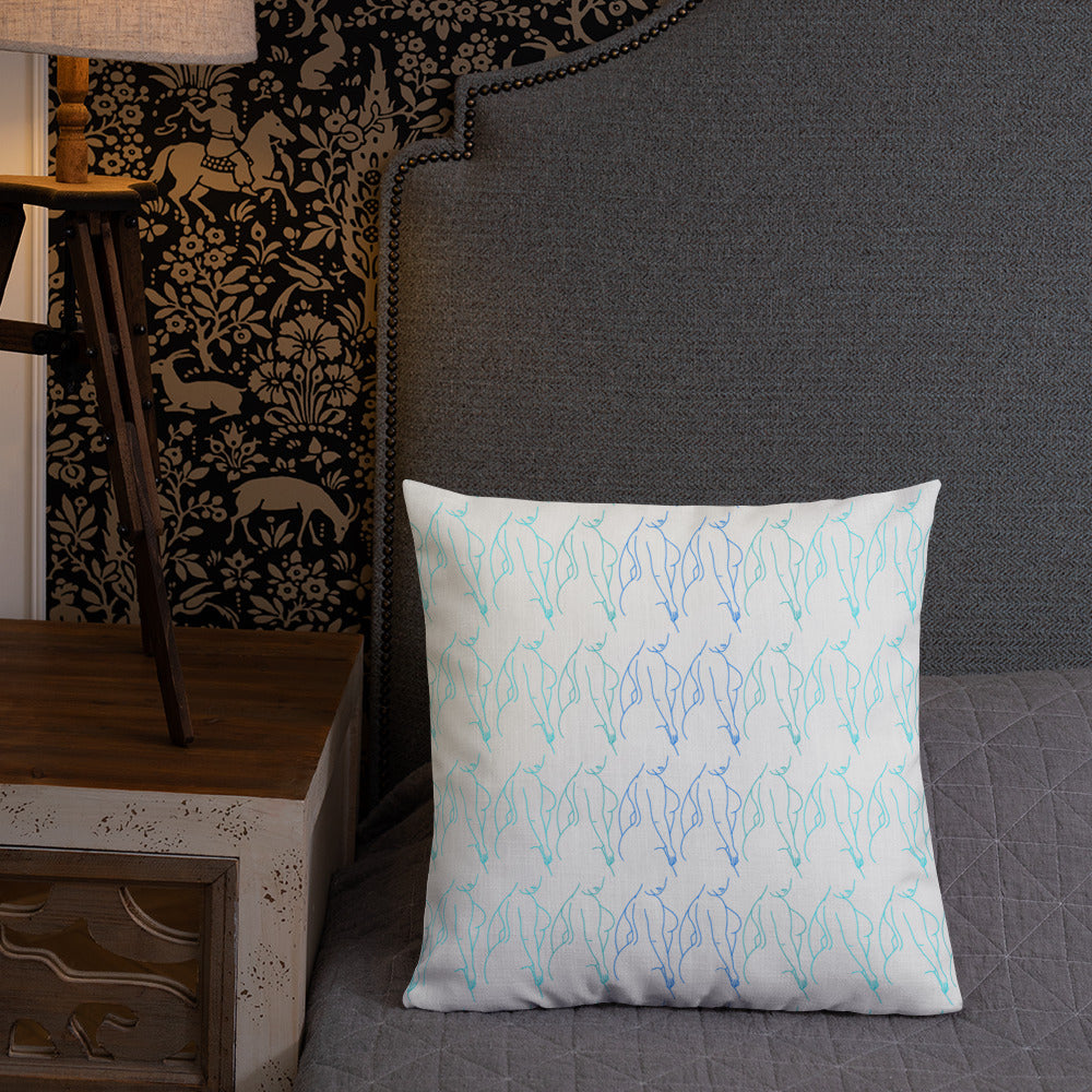 Premium Pillow: Full Figure Silhouette (Blues)