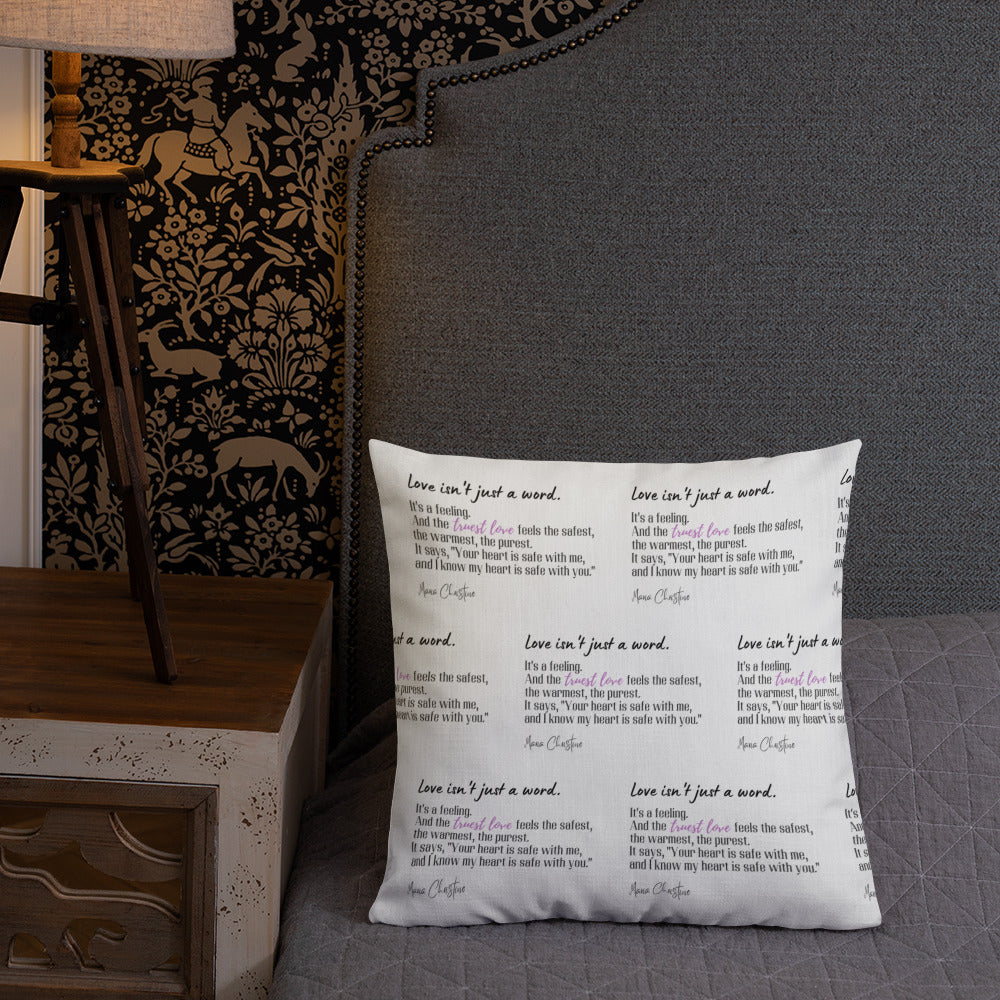 Premium Pillow: Love Isn't Just a Word (lavender highlight)