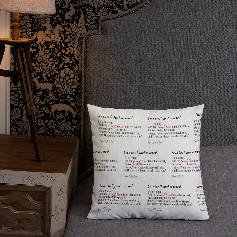 Premium Pillow: Love Isn't Just a Word (red highlight)