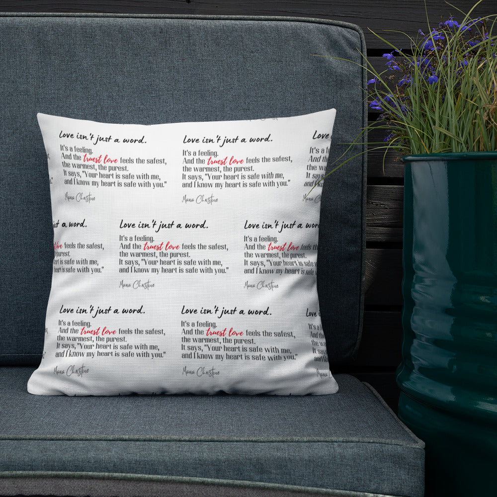Premium Pillow: Love Isn't Just a Word (red highlight)