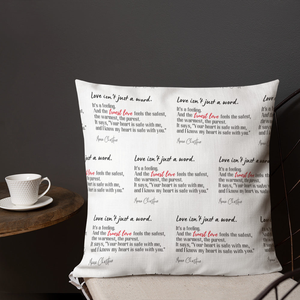 Premium Pillow: Love Isn't Just a Word (red highlight)