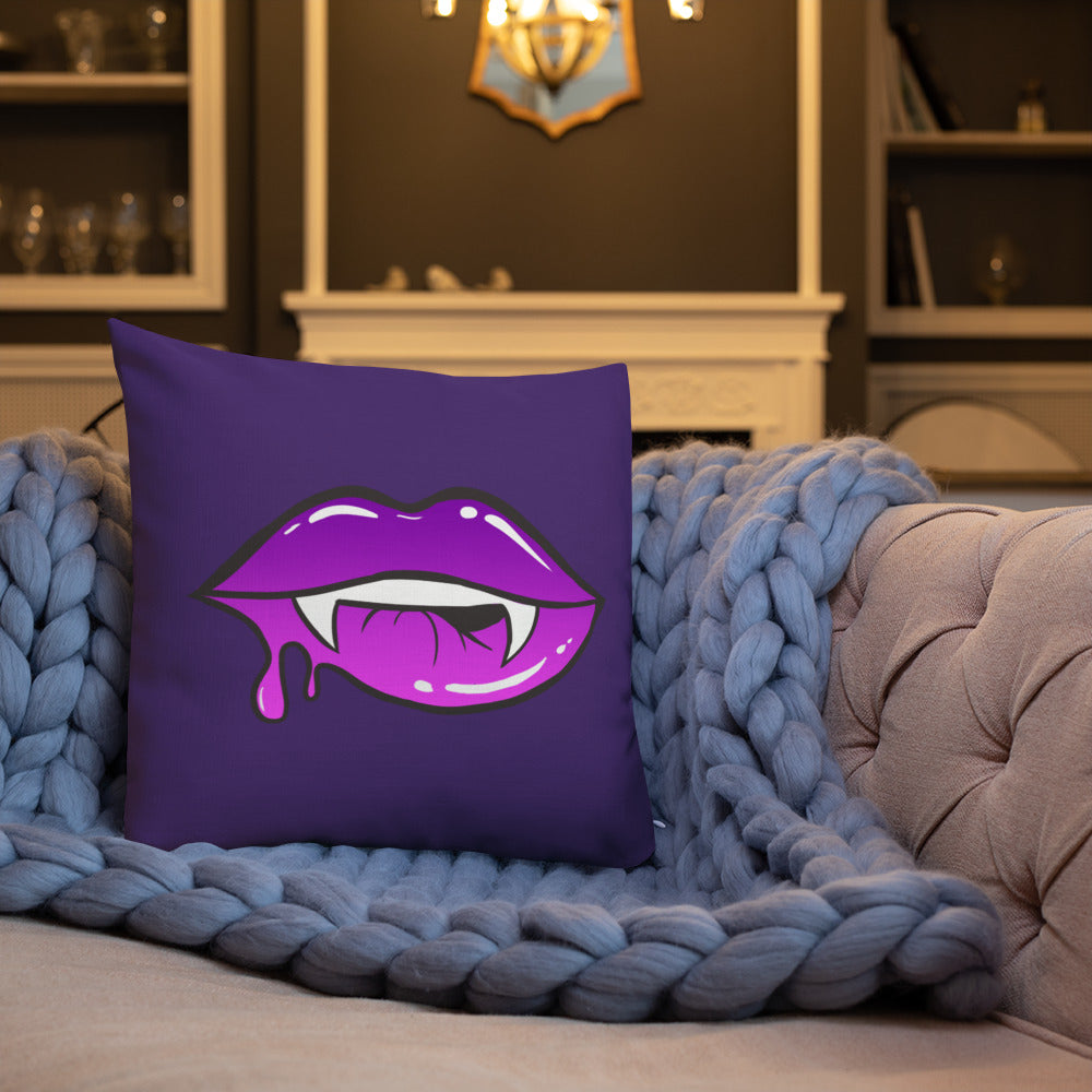 Premium Pillow: Purple Vamp Lips (print on both sides)
