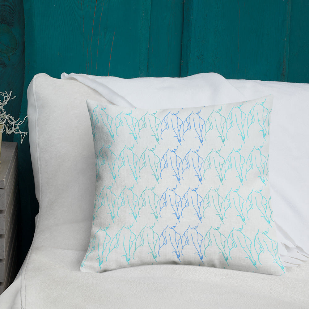 Premium Pillow: Full Figure Silhouette (Blues)