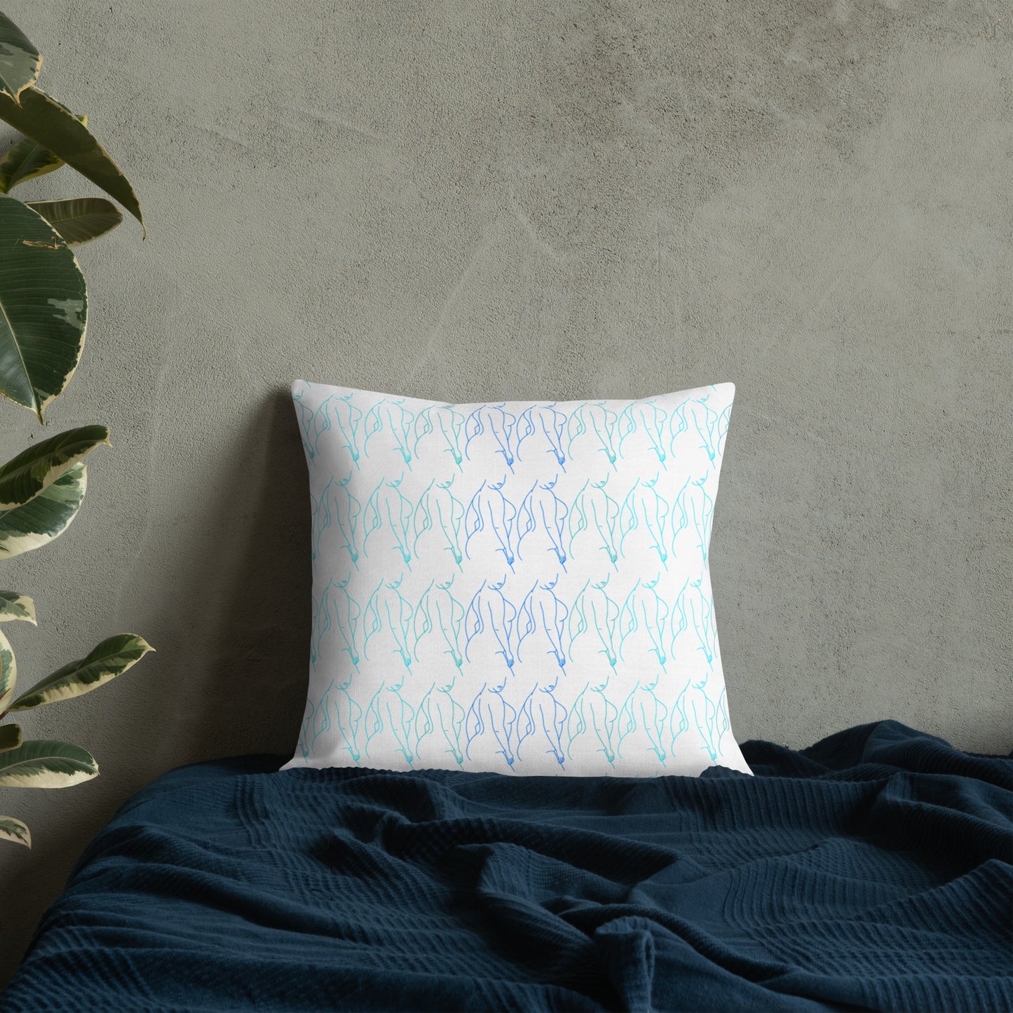 Premium Pillow: Full Figure Silhouette (Blues)