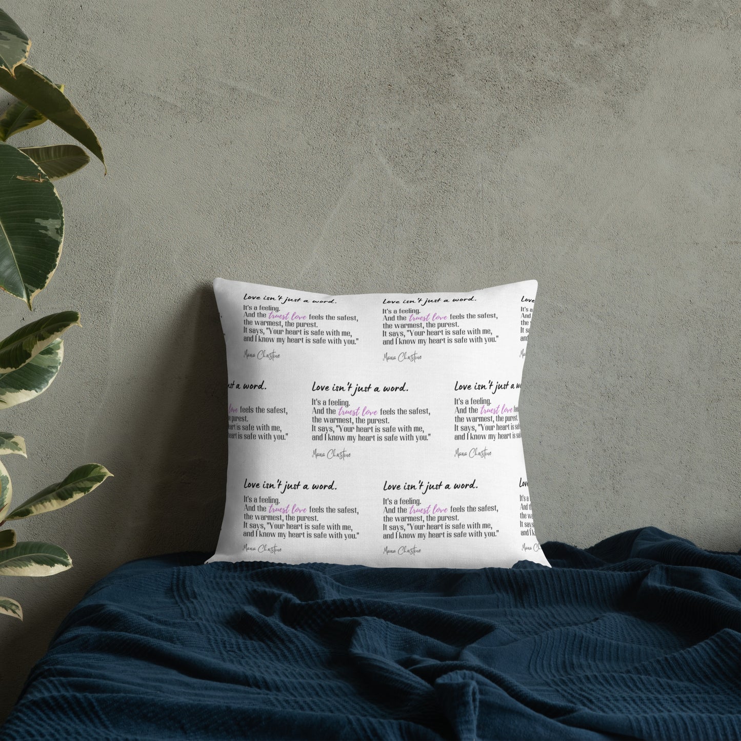 Premium Pillow: Love Isn't Just a Word (lavender highlight)