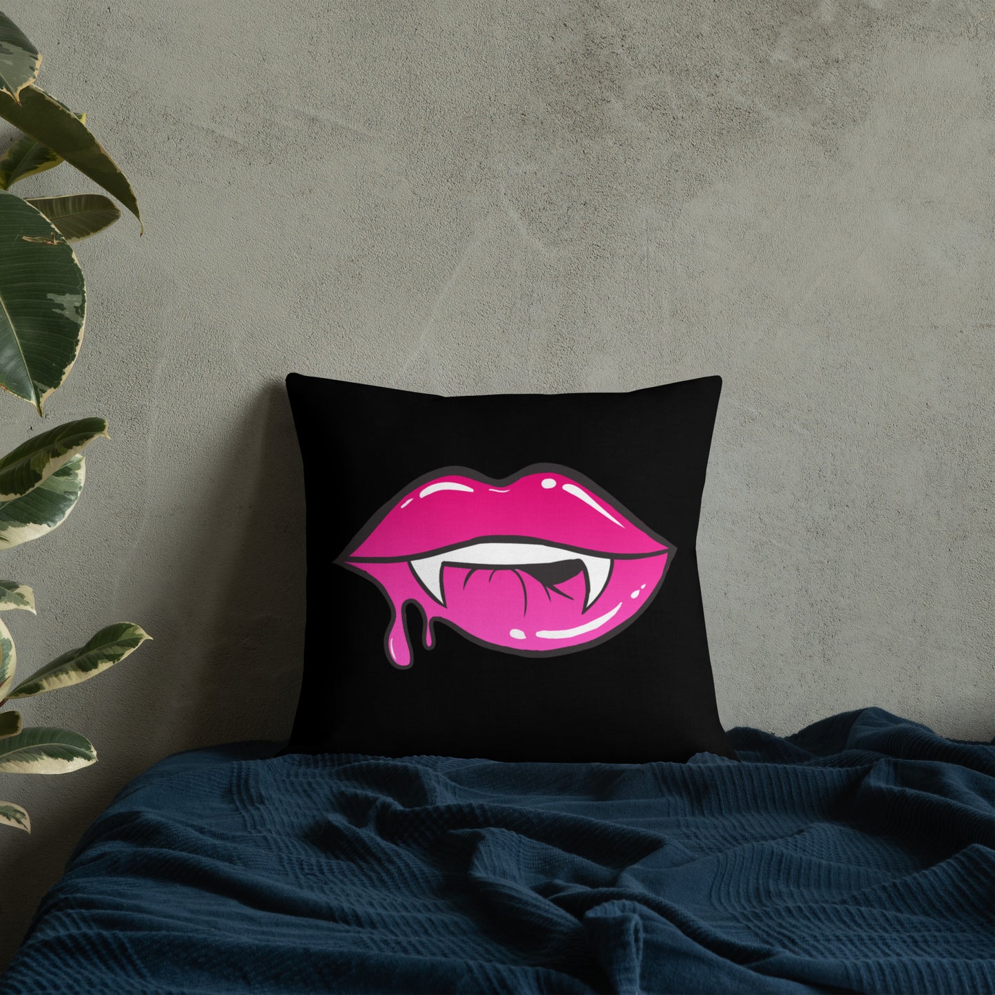 Premium Pillow: Pink Vamp Lips (print on both sides)