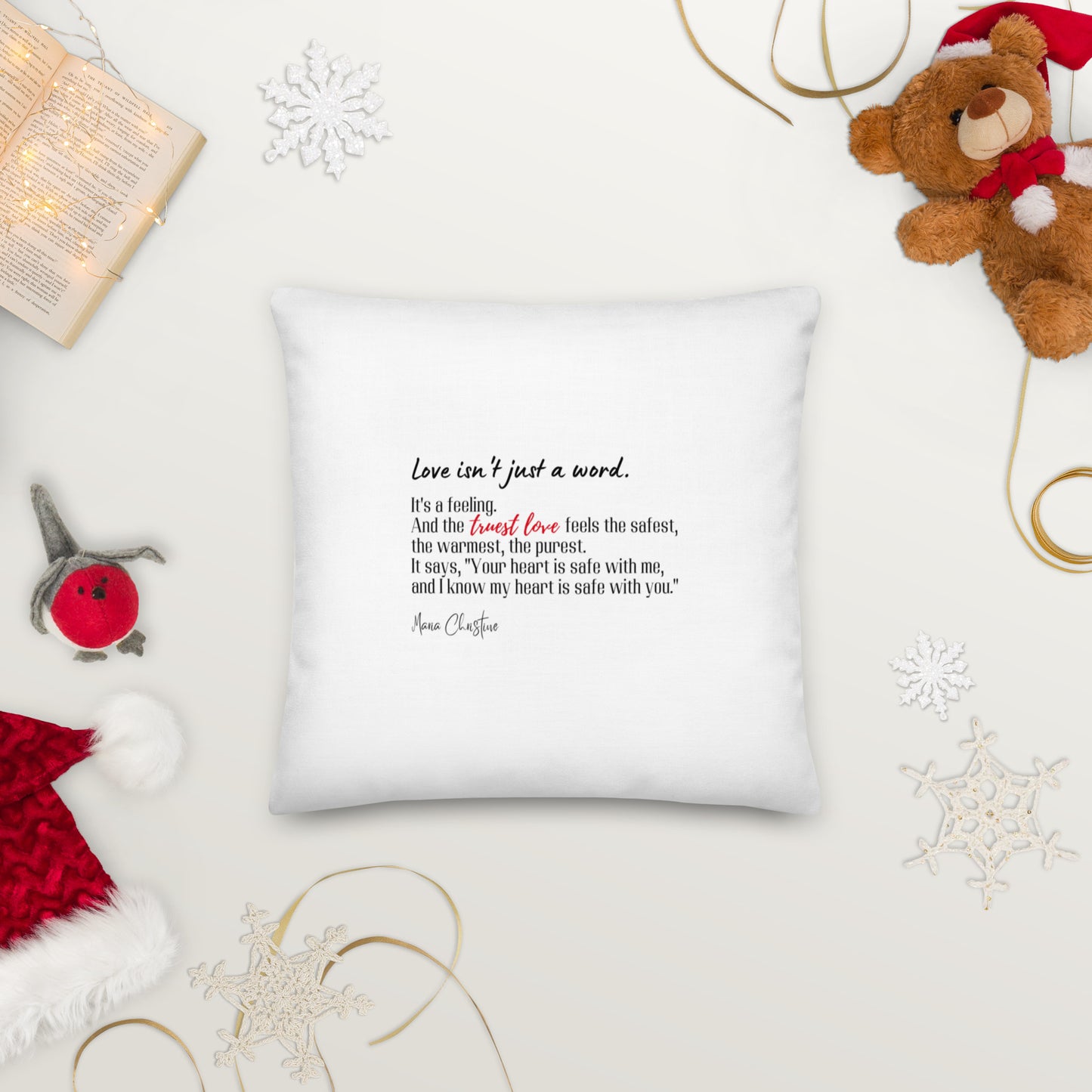 Premium Pillow: Love Isn't Just a Word (red highlight)