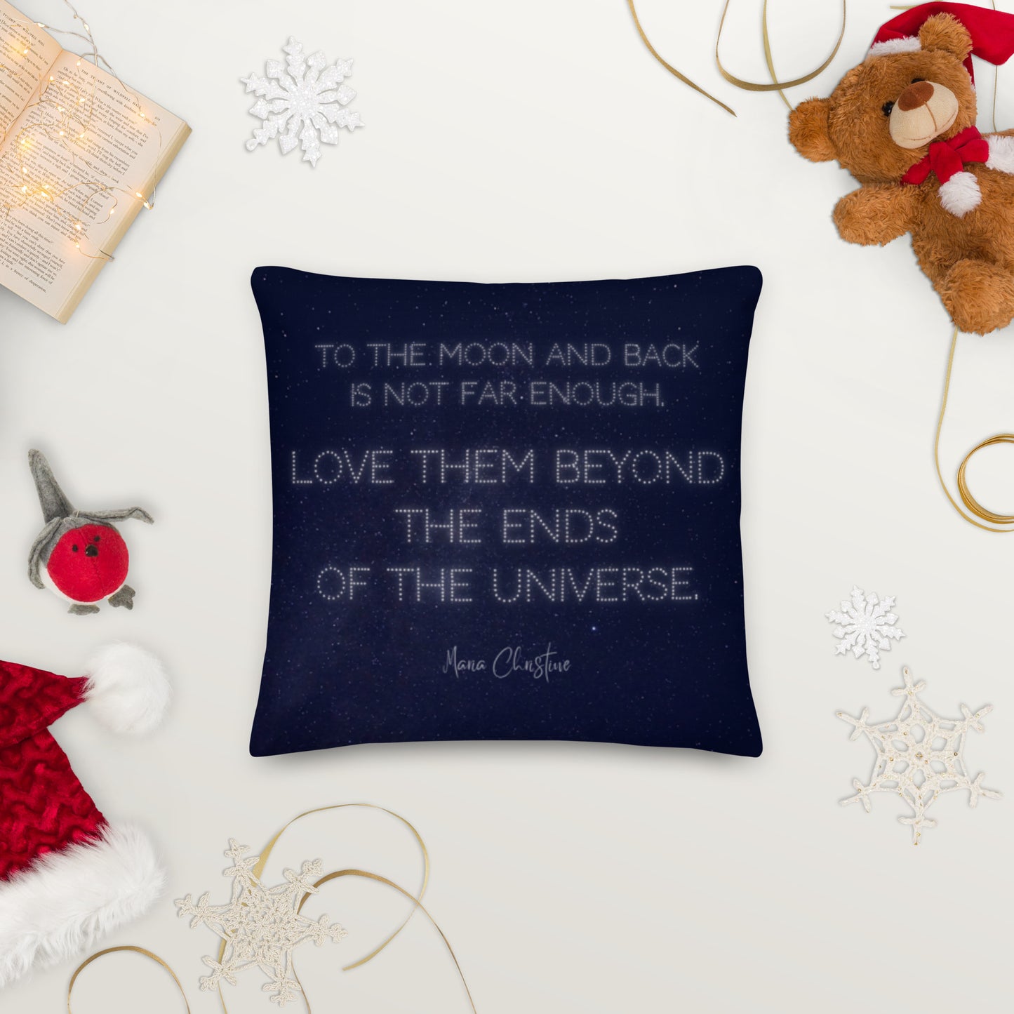 Premium Pillow: Love Them Beyond... by Maria Christine (white text)