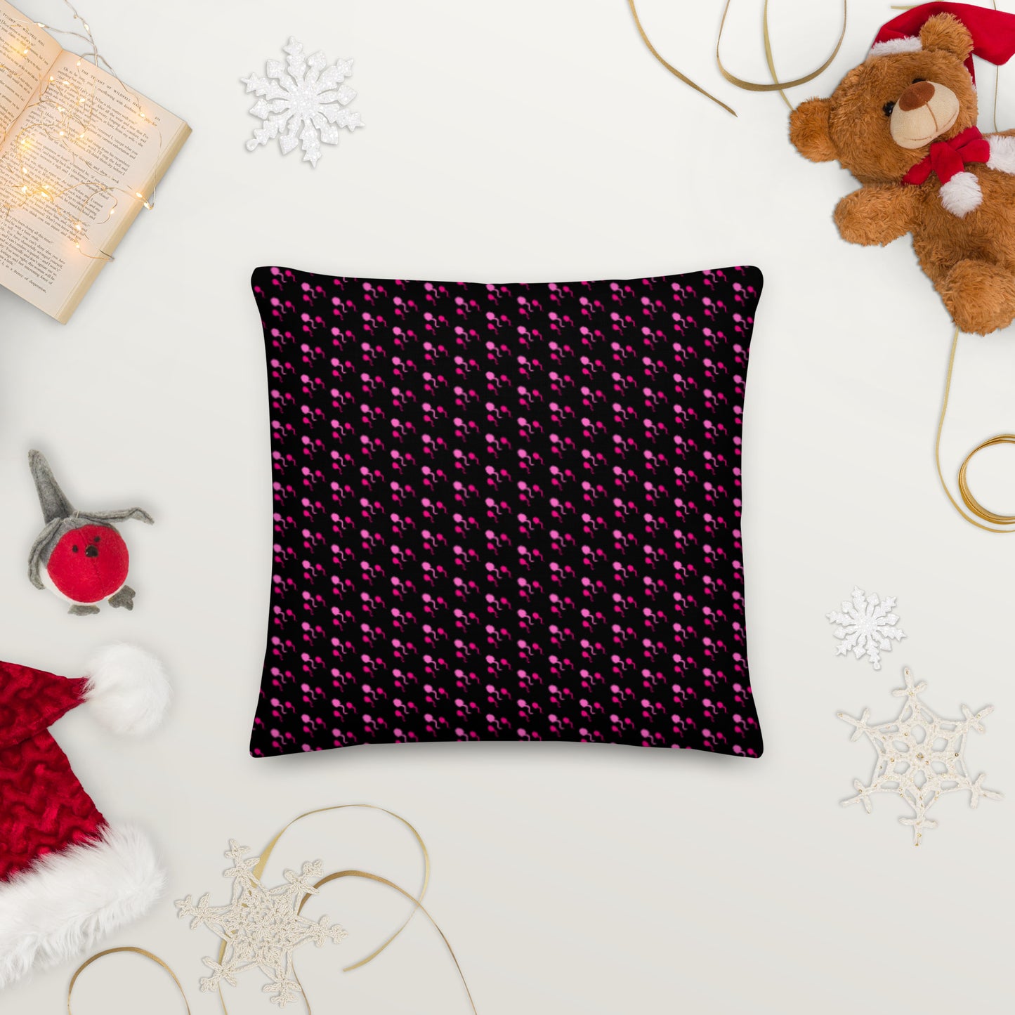 Premium Throw Pillow: Sperm (pink on black)