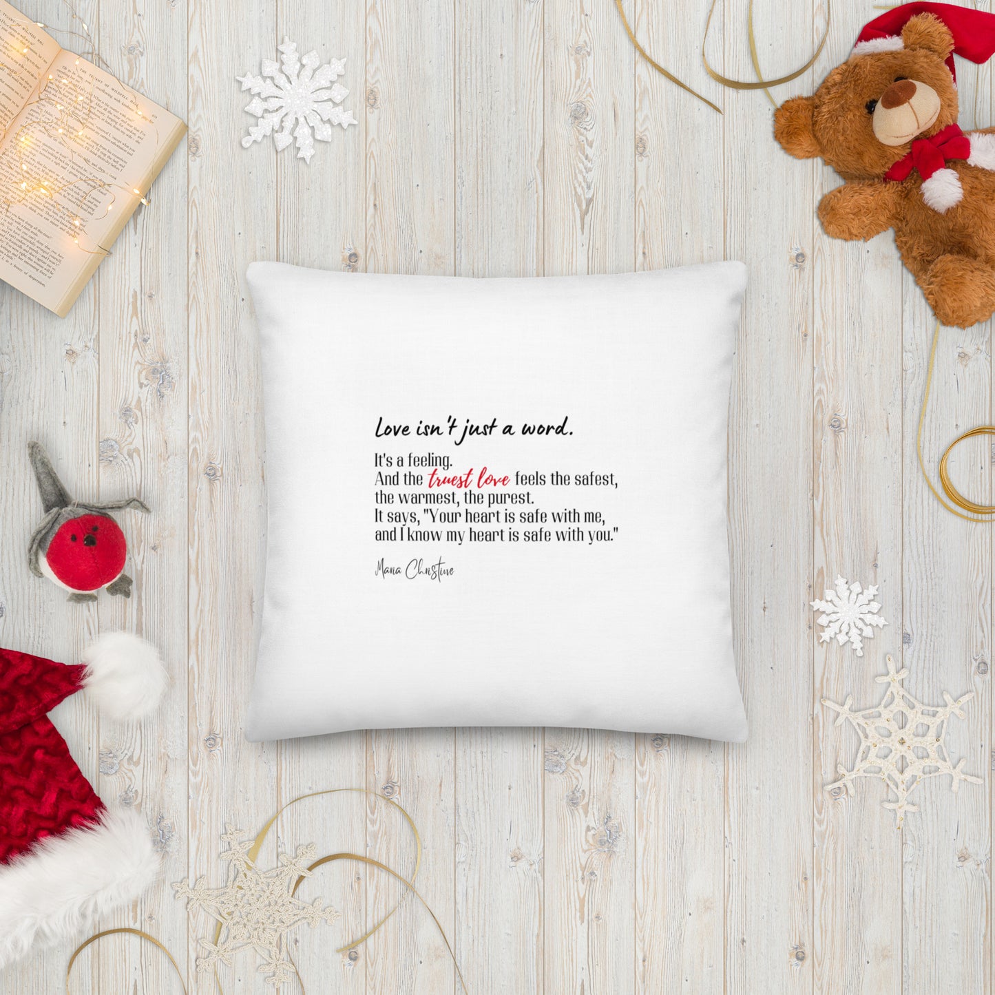 Premium Pillow: Love Isn't Just a Word (red highlight)