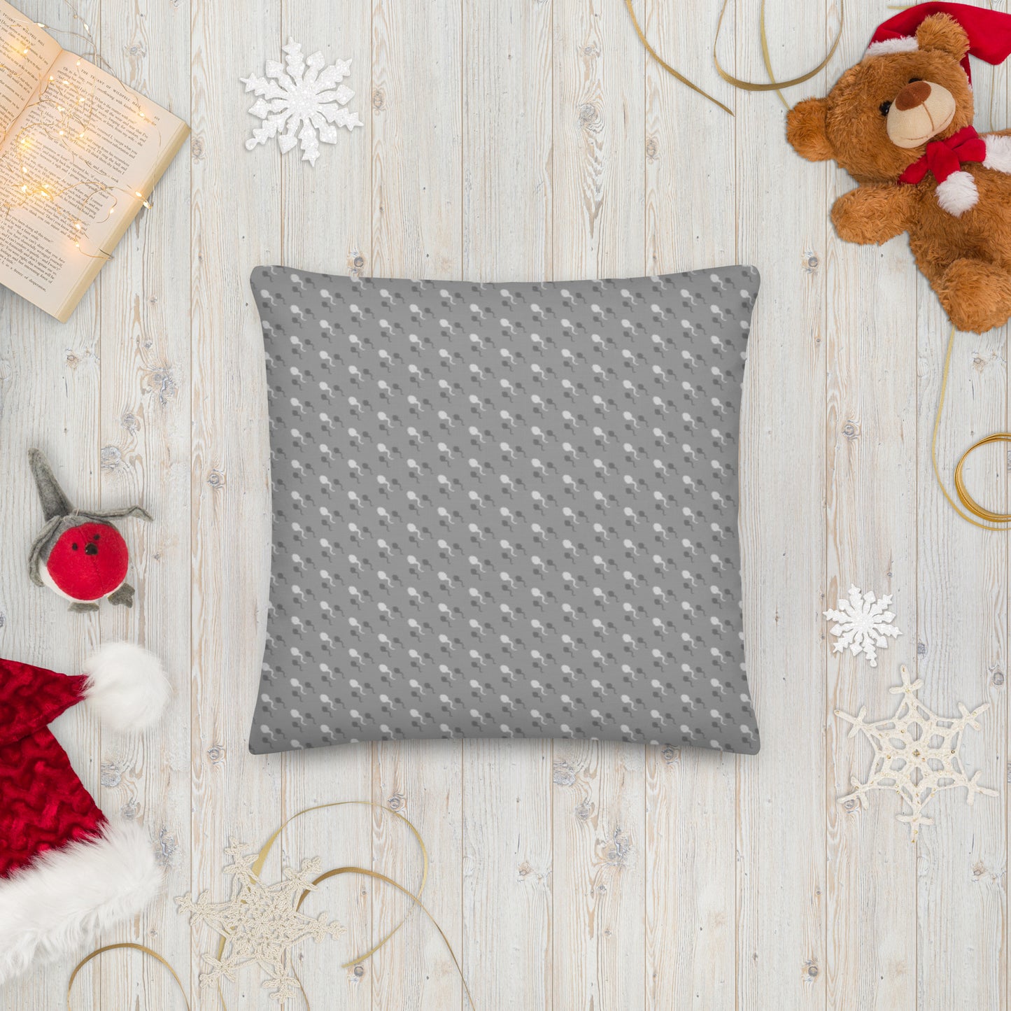 Premium Throw Pillow: Sperm (gray on gray)