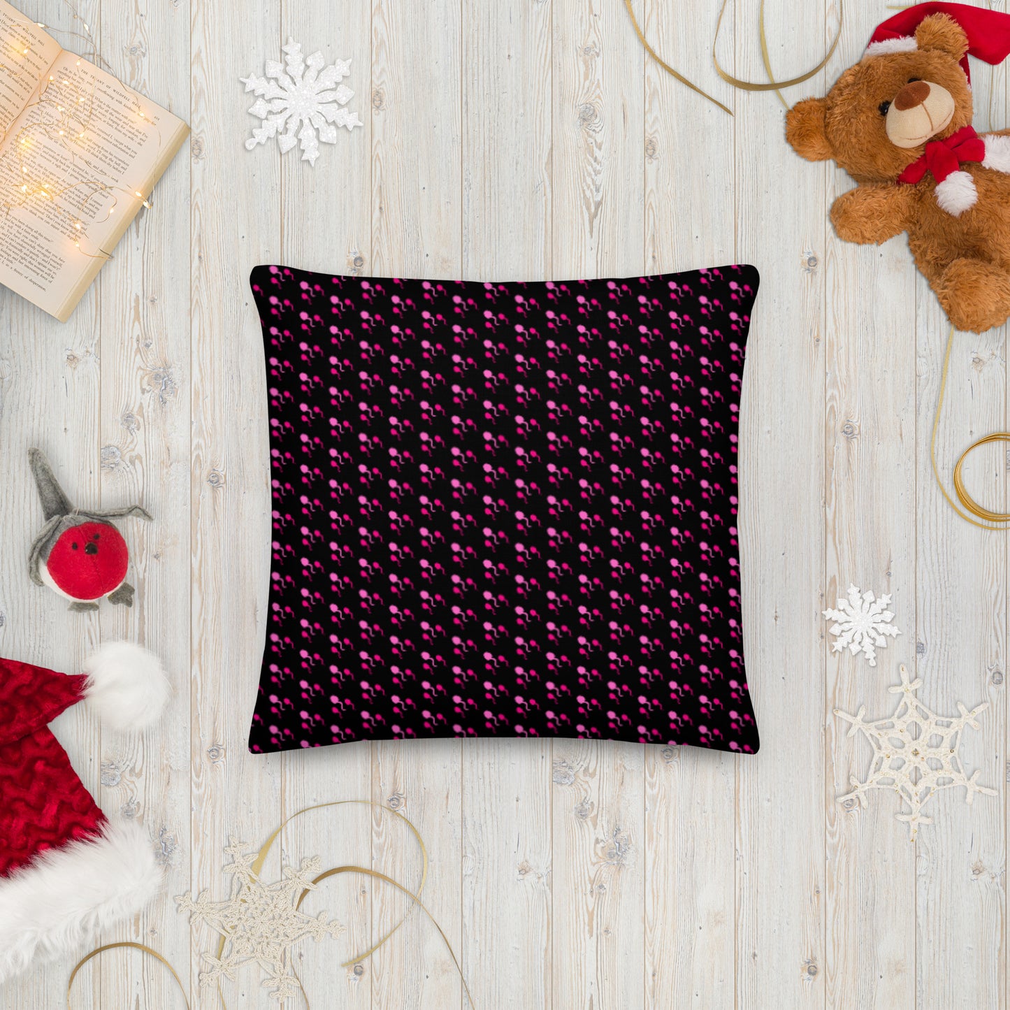 Premium Throw Pillow: Sperm (pink on black)